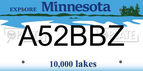 A52BBZ Minnesota License Plate