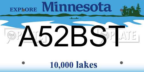 A52BST Minnesota License Plate