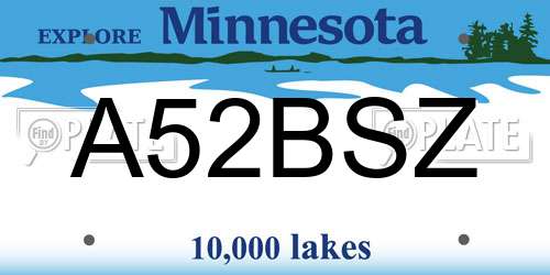 A52BSZ Minnesota License Plate