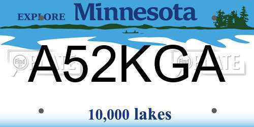 A52KGA Minnesota License Plate