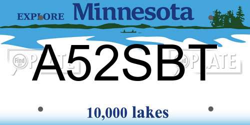 A52SBT Minnesota License Plate