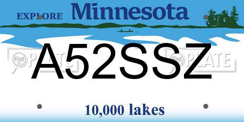A52SSZ Minnesota License Plate