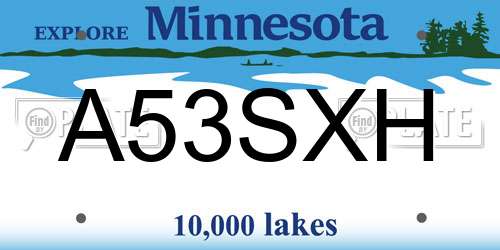 A53SXH Minnesota License Plate