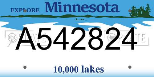 A542824 Minnesota License Plate