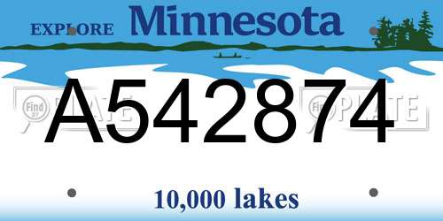 A542874 Minnesota License Plate