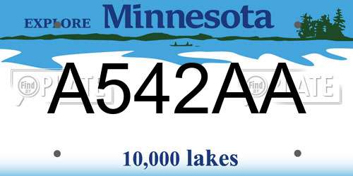 A542AA Minnesota License Plate