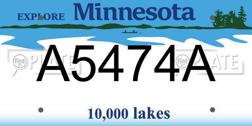 A5474A Minnesota License Plate