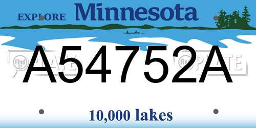 A54752A Minnesota License Plate