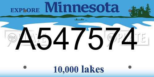 A547574 Minnesota License Plate
