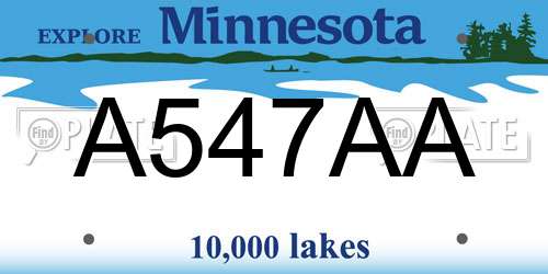 A547AA Minnesota License Plate