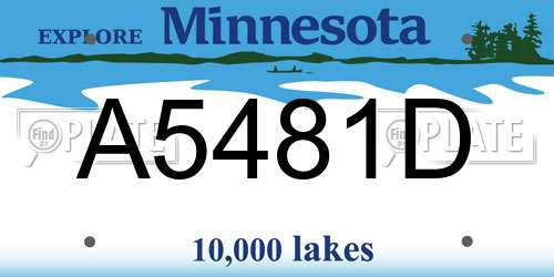 A5481D Minnesota License Plate