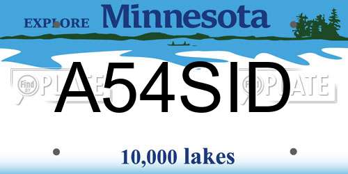 A54SID Minnesota License Plate