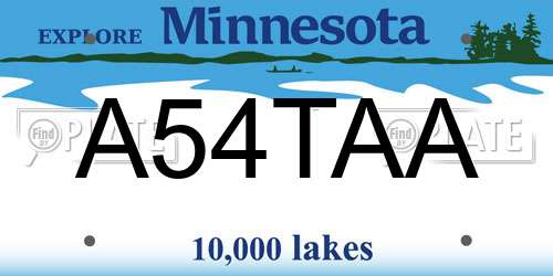 A54TAA Minnesota License Plate