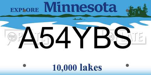 A54YBS Minnesota License Plate