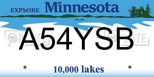 A54YSB Minnesota License Plate