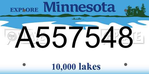 A557548 Minnesota License Plate