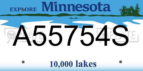 A55754S Minnesota License Plate