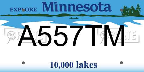 A557TM Minnesota License Plate
