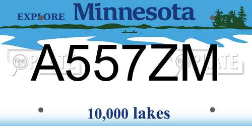 A557ZM Minnesota License Plate