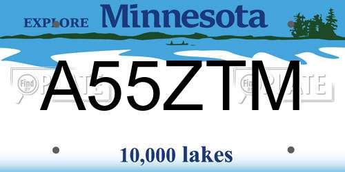 A55ZTM Minnesota License Plate