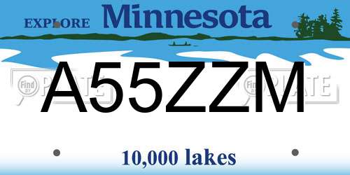 A55ZZM Minnesota License Plate