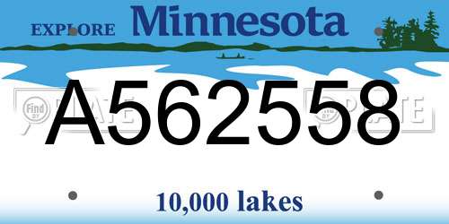 A562558 Minnesota License Plate