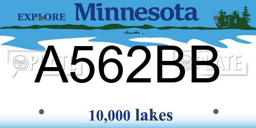 A562BB Minnesota License Plate