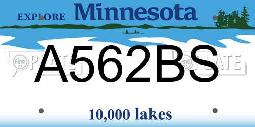 A562BS Minnesota License Plate