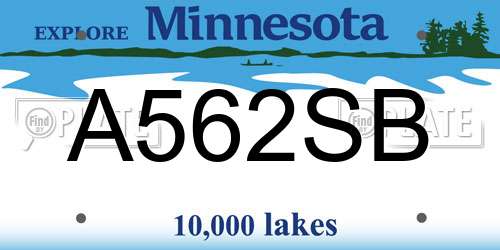 A562SB Minnesota License Plate