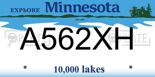 A562XH Minnesota License Plate
