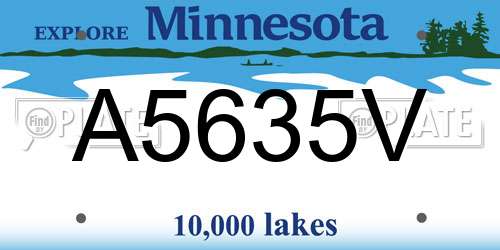 A5635V Minnesota License Plate