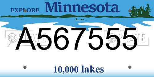 A567555 Minnesota License Plate