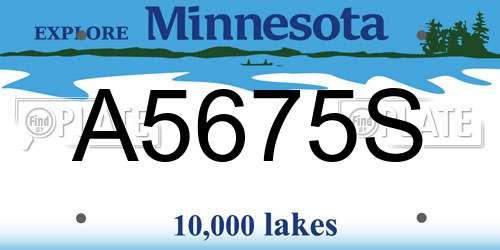 A5675S Minnesota License Plate
