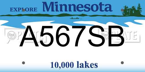 A567SB Minnesota License Plate