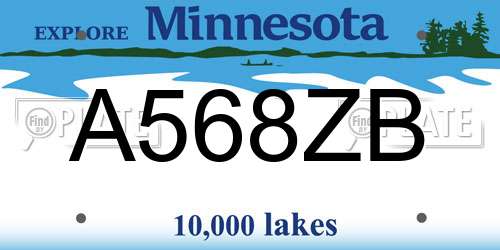 A568ZB Minnesota License Plate