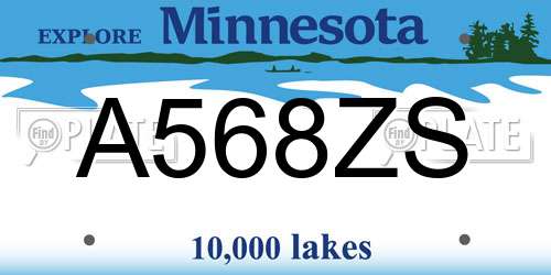 A568ZS Minnesota License Plate