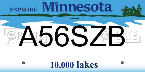 A56SZB Minnesota License Plate