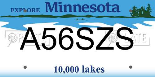 A56SZS Minnesota License Plate