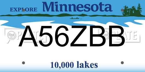 A56ZBB Minnesota License Plate