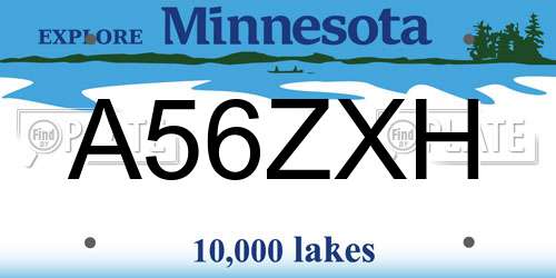 A56ZXH Minnesota License Plate