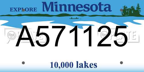A571125 Minnesota License Plate