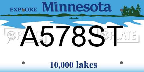 A578ST Minnesota License Plate