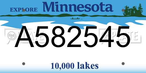 A582545 Minnesota License Plate