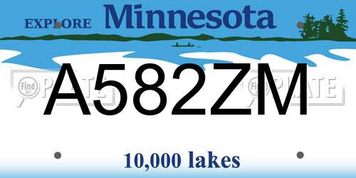 A582ZM Minnesota License Plate