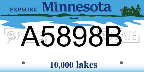 A5898B Minnesota License Plate