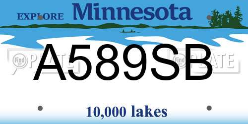 A589SB Minnesota License Plate