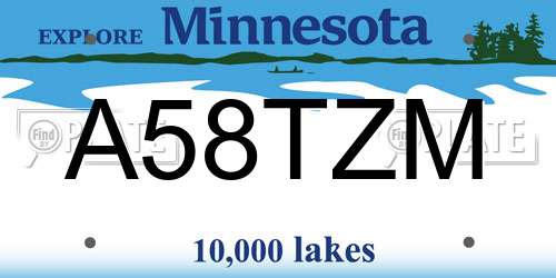 A58TZM Minnesota License Plate
