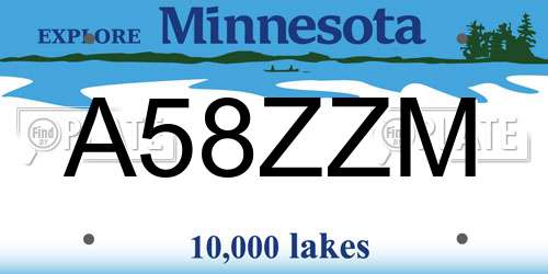 A58ZZM Minnesota License Plate
