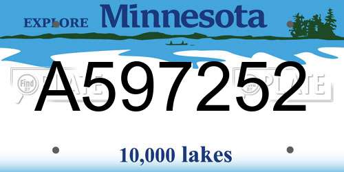 A597252 Minnesota License Plate