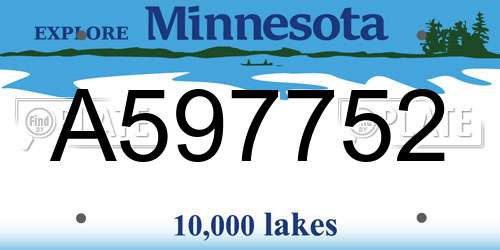 A597752 Minnesota License Plate